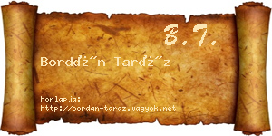 Bordán Taráz névjegykártya